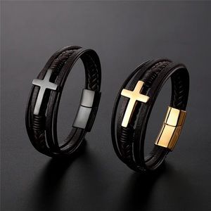 Leather Cross Bracelet for Men and Women